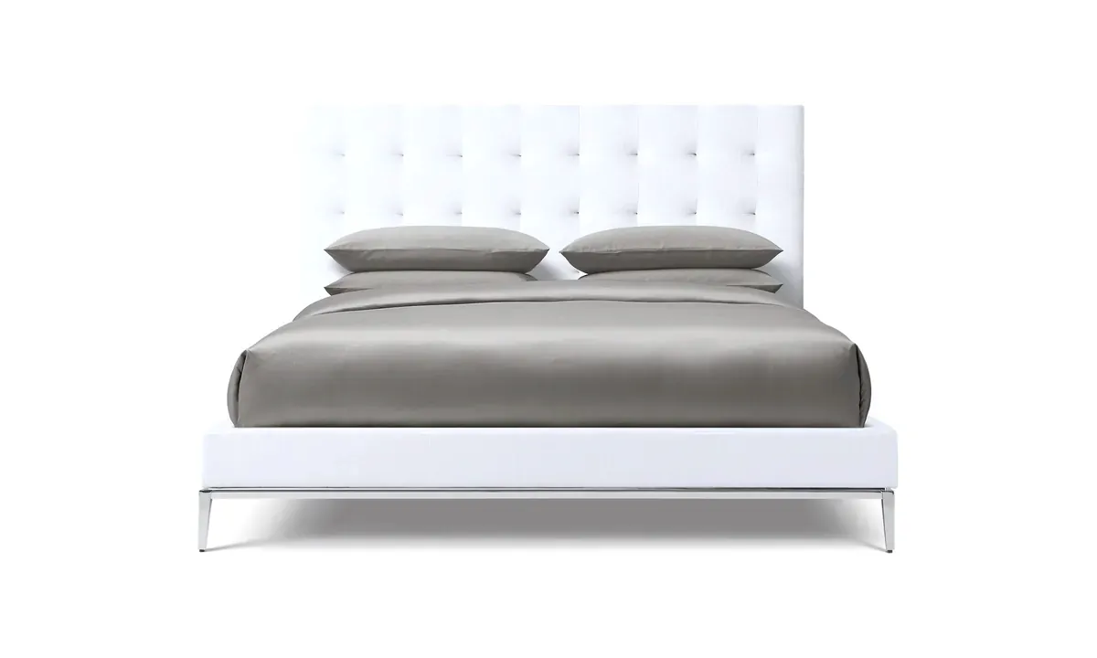 Venice Box-Tufted Panel Platform Bed, Oak Base bed