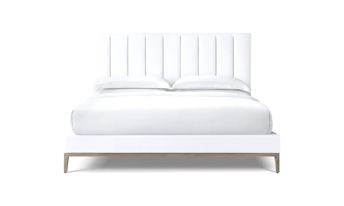 Venice Vertical Channel Panel Platform Bed, Oak Base bed